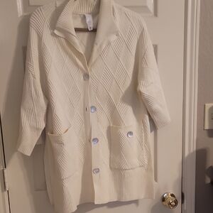 Cream Knit Cardigan with Button Details
